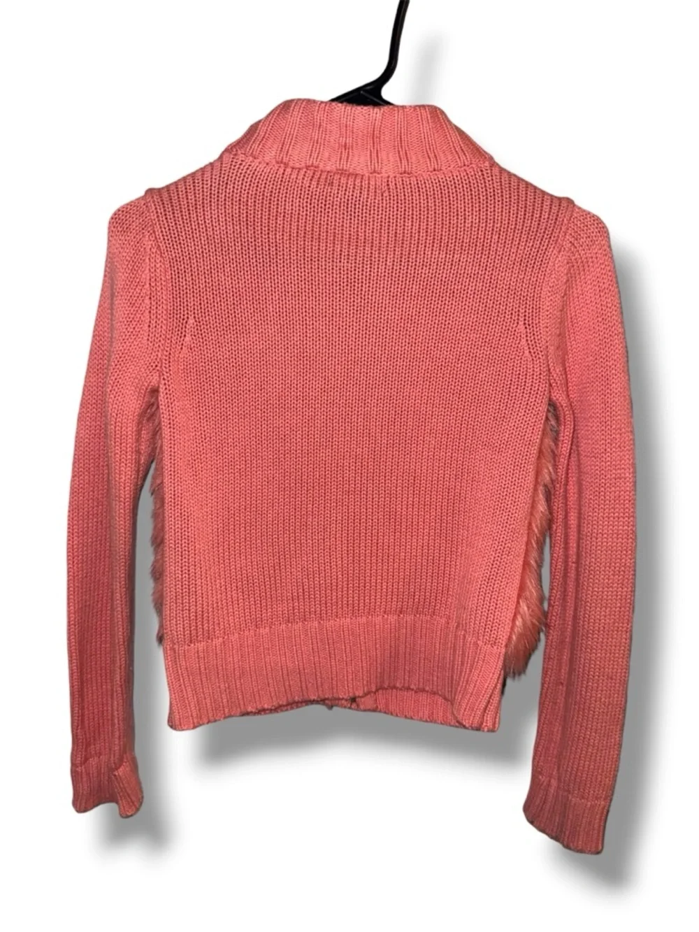 GAP Kids Coral Knit Zip Sweater with Faux Fur, size L (10)